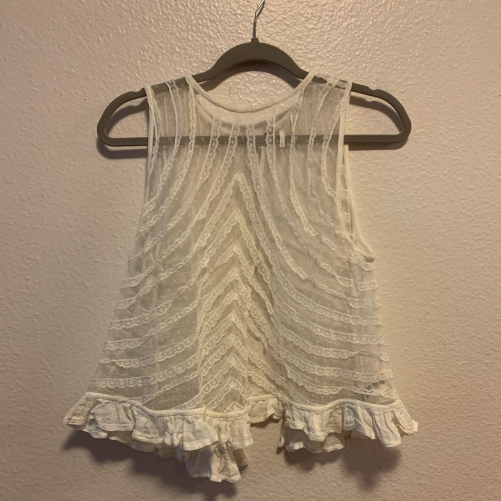 Free People Lace tank with Button Back